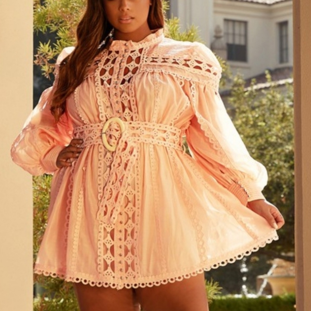 Blush Crochet detail Mini Dress